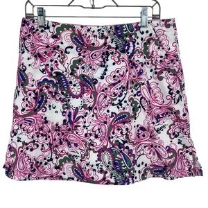 Lady Hagen Womens Golf Skort Size 8 Paisley Pink on White with Back Zip Closure